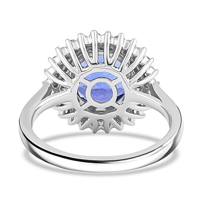 Certified & Appraised Rhapsody 950 Platinum AAAA Tanzanite, Diamond (E-F, VS) (0.55 cts) Ring (Size 12.0) (7.60 g) 4.25 ctw