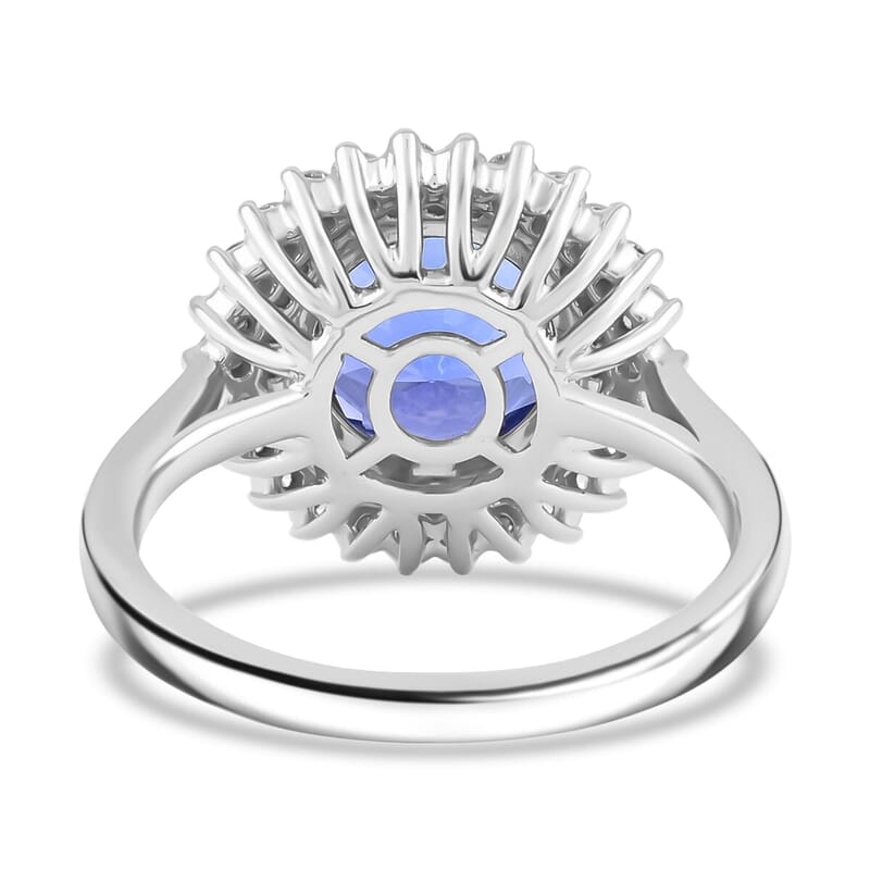 Certified & Appraised Rhapsody 950 Platinum AAAA Tanzanite, Diamond (E-F, VS) (0.55 cts) Ring (Size 5.0) (7.60 g) 4.25 ctw