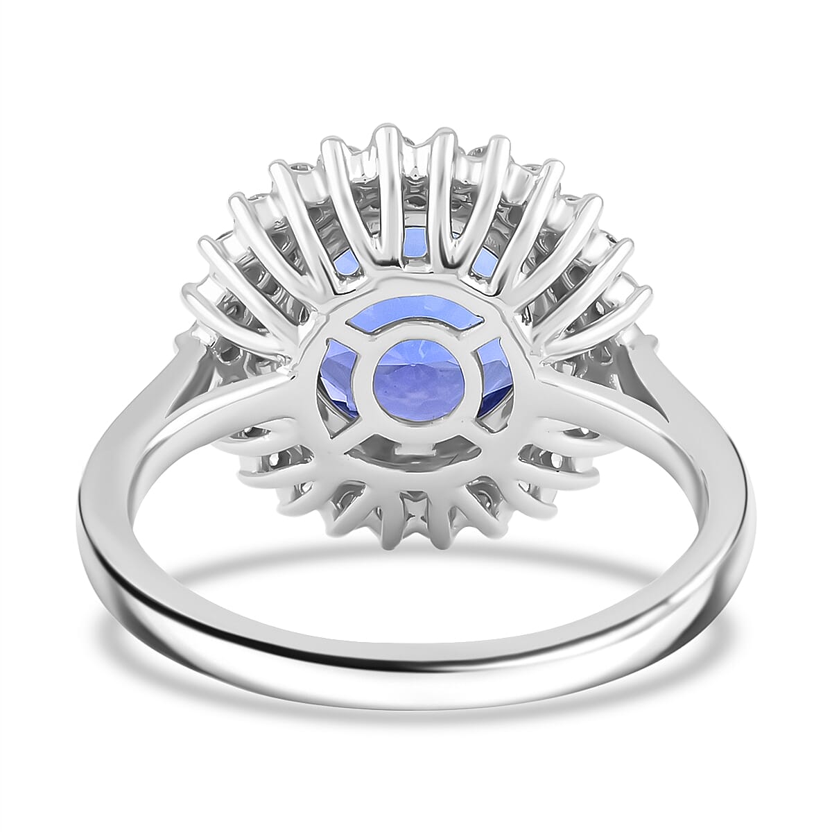 Certified & Appraised Rhapsody AAAA Tanzanite and E-F VS Diamond 4.25 ctw Ring in 950 Platinum (Size 7.0) 7.60 Grams image number 4