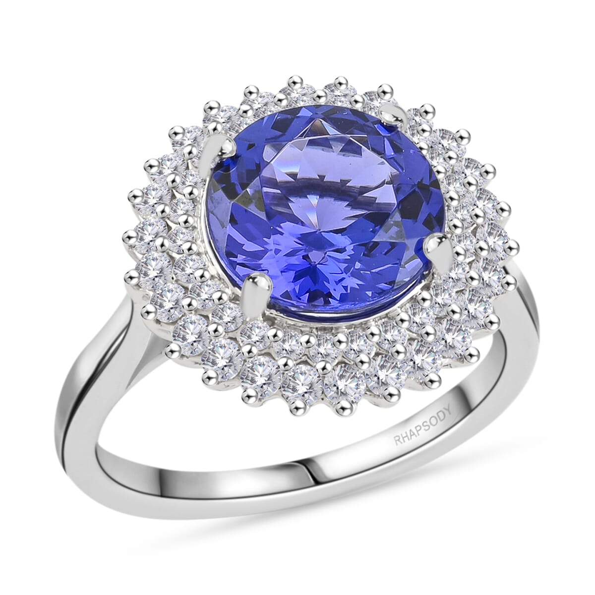 Certified & Appraised Rhapsody AAAA Tanzanite and E-F VS Diamond 4.25 ctw Ring in 950 Platinum (Size 8.0) 7.60 Grams image number 0
