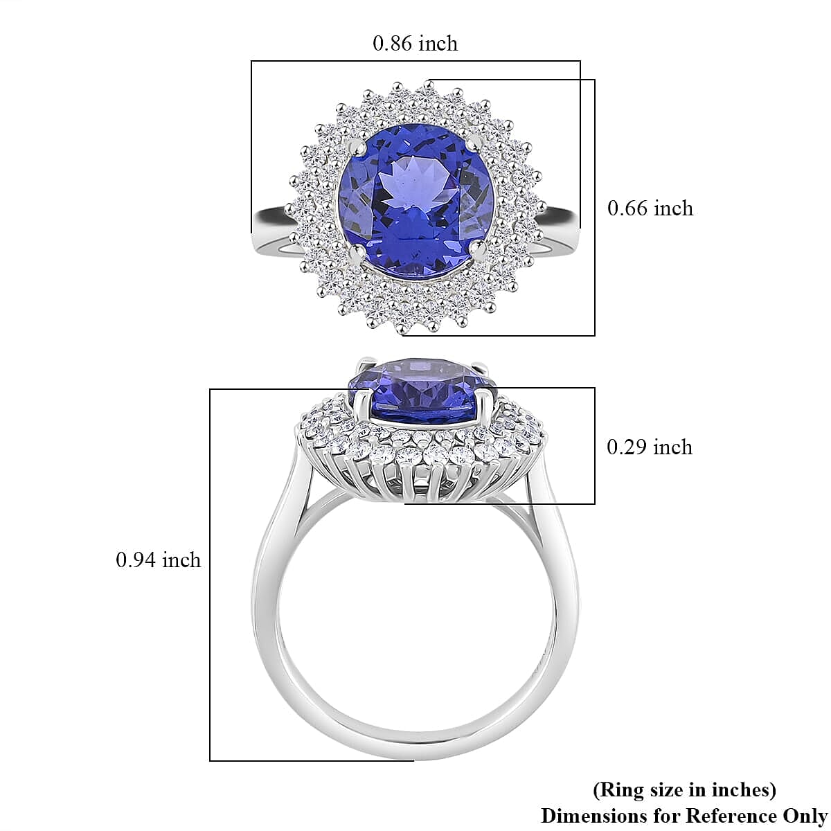 Doorbuster Certified & Appraised Rhapsody 950 Platinum AAAA Tanzanite, Diamond (E-F, VS) (0.55 cts) Ring (Size 8.5) (7.60 g) 4.25 ctw image number 5