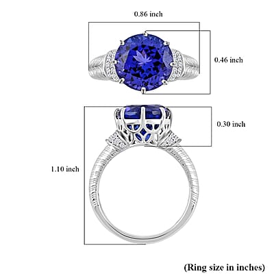 Certified and Appraised Rhapsody AAAA Tanzanite and E-F VS Diamond 4.75 ctw Ring in 950 Platinum (Size 10.0) 8.35 Grams