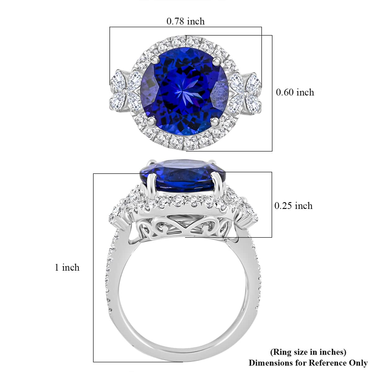 Certified and Appraised Rhapsody AAAA Tanzanite and E-F VS Diamond 7.10 ctw Ring in 950 Platinum (Size 10.0) 10.25 Grams image number 5