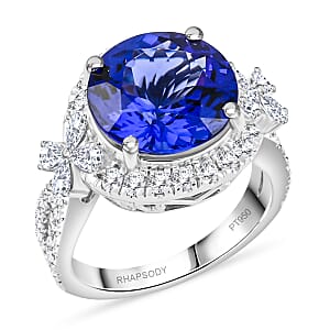 Exclusive Vault Collection  Rhapsody AAAA Tanzanite and E-F VS Diamond 7.10 ctw Ring in 950 Platinum (Size 6.0) 10.25 Grams