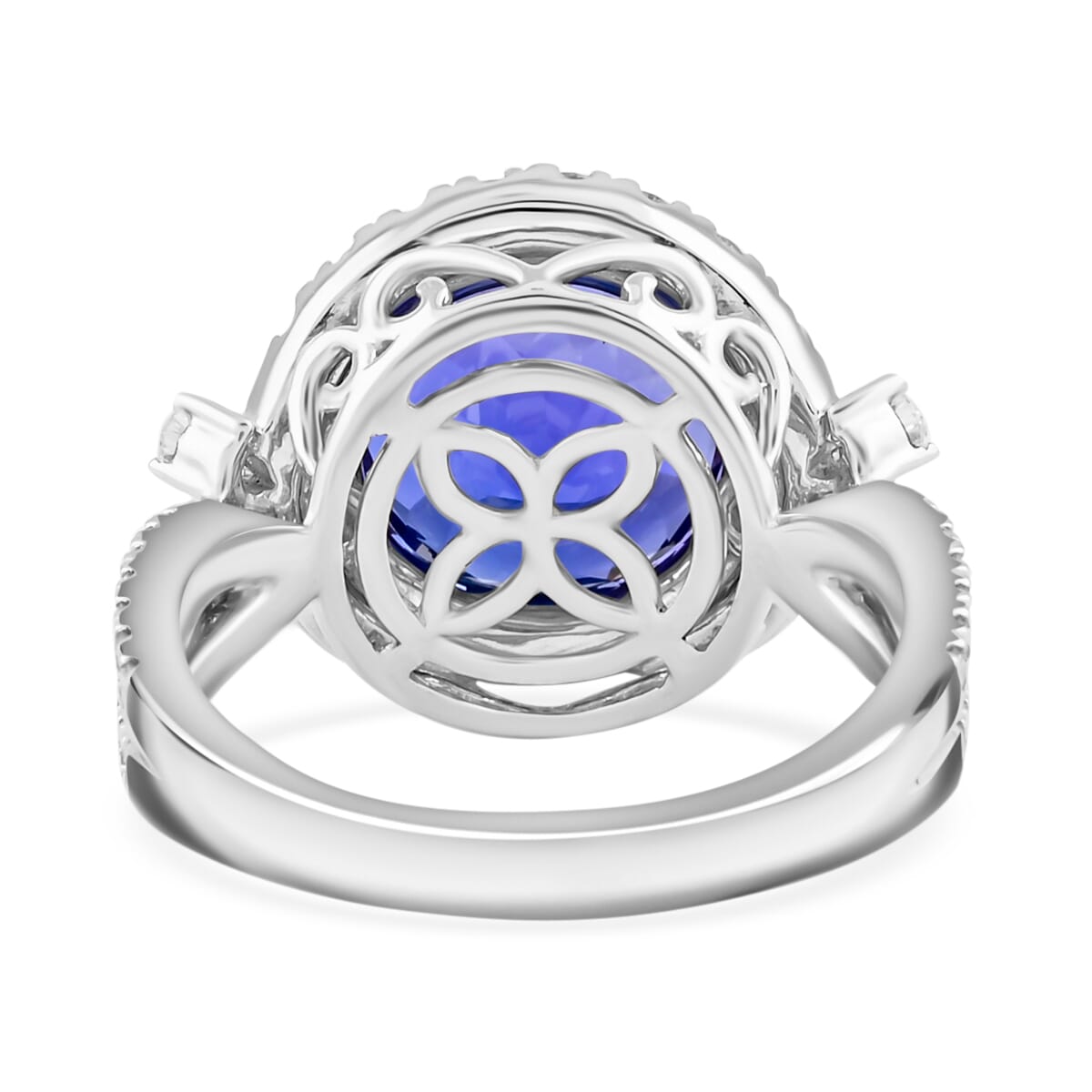 Certified and Appraised Rhapsody AAAA Tanzanite and E-F VS Diamond 7.10 ctw Ring in 950 Platinum (Size 7.0) 10.25 Grams image number 4