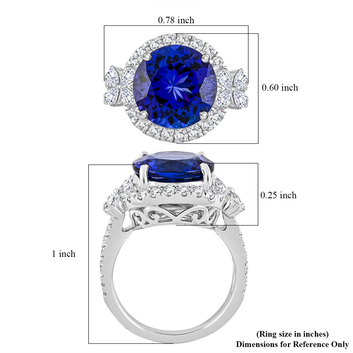 Certified and Appraised Rhapsody AAAA Tanzanite and E-F VS Diamond 7.10 ctw Ring in 950 Platinum (Size 7.0) 10.25 Grams image number 5