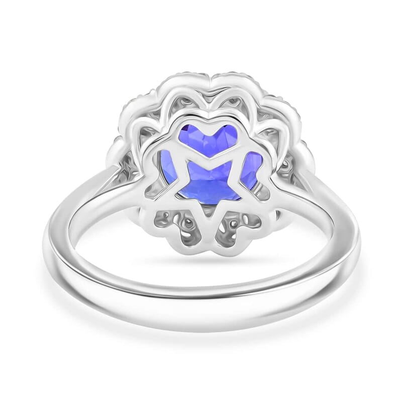 Certified and Appraised Rhapsody AAAA Tanzanite and E-F VS Diamond 4.35 ctw Ring in 950 Platinum (Size 10.0) 8.35 Grams
