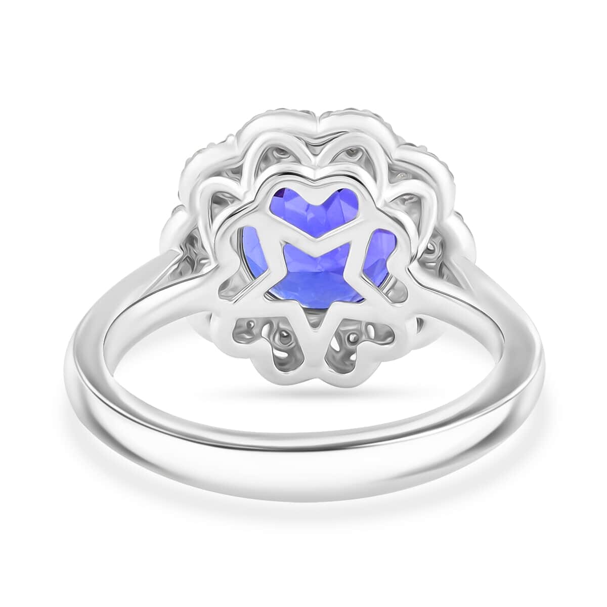 Certified and Appraised Rhapsody AAAA Tanzanite and E-F VS Diamond 4.35 ctw Ring in 950 Platinum (Size 8.5) 8.35 Grams image number 4