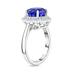 Certified and Appraised Rhapsody AAAA Tanzanite and E-F VS Diamond 4.35 ctw Ring in 950 Platinum (Size 9.0) 8.35 Grams
