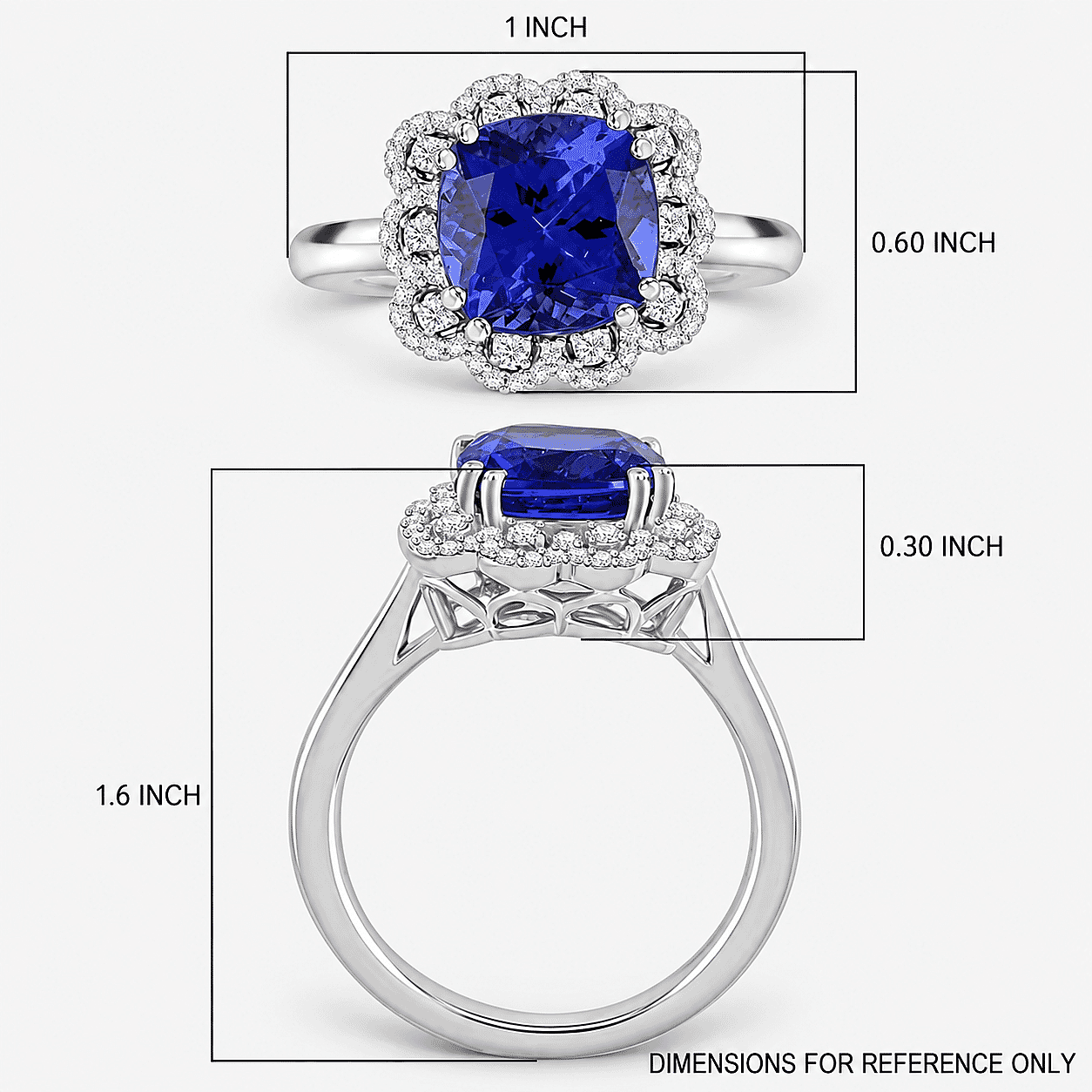 Certified and Appraised Rhapsody AAAA Tanzanite and E-F VS Diamond 4.25 ctw Ring in 950 Platinum (Size 11.0) 7.30 Grams