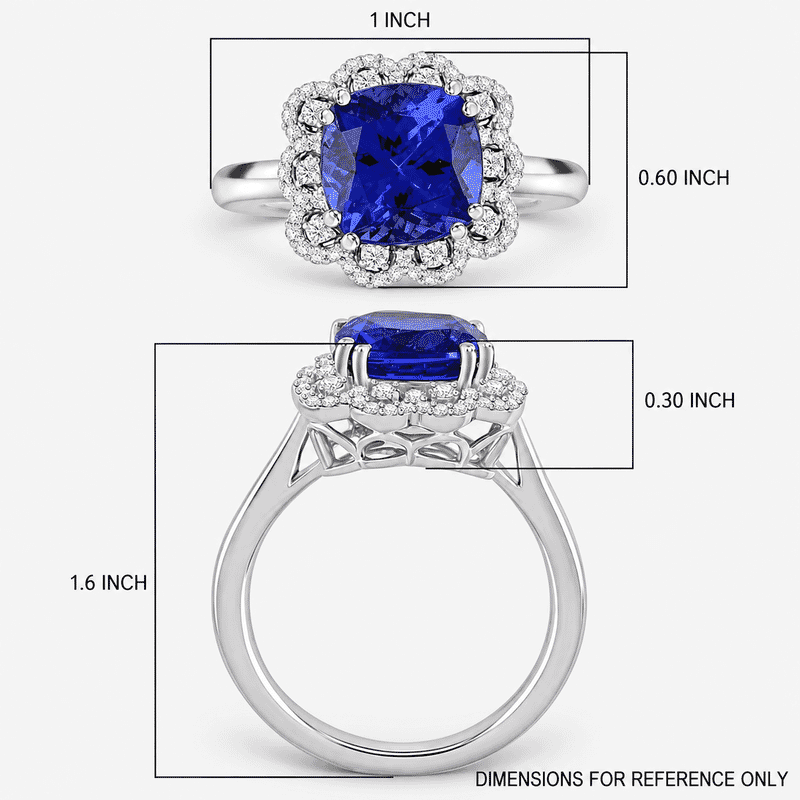 Certified and Appraised Rhapsody AAAA Tanzanite and E-F VS Diamond 4.25 ctw Ring in 950 Platinum (Size 11.0) 7.30 Grams