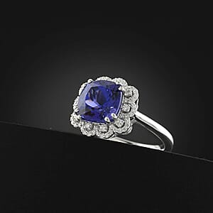 Certified and Appraised Rhapsody AAAA Tanzanite and E-F VS Diamond 4.25 ctw Ring in 950 Platinum (Size 11.5) 7.30 Grams