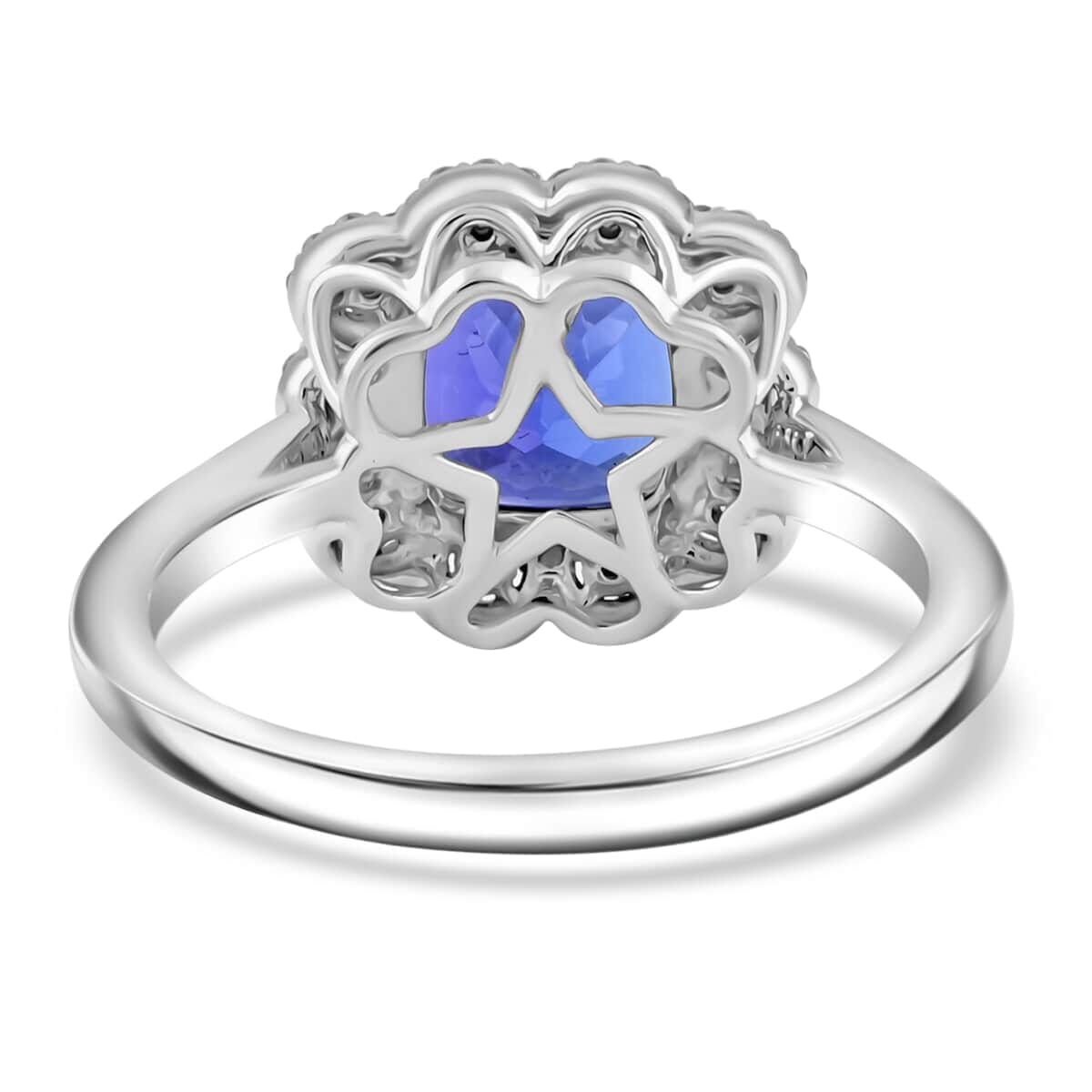 Certified and Appraised Rhapsody AAAA Tanzanite and E-F VS Diamond 4.25 ctw Ring in 950 Platinum (Size 7.5) 7.30 Grams image number 4