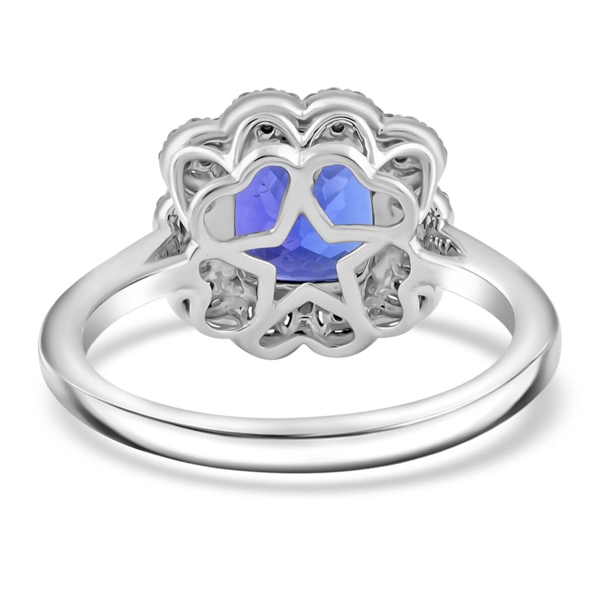 Certified and Appraised Rhapsody AAAA Tanzanite and E-F VS Diamond 4.25 ctw Ring in 950 Platinum (Size 8.0) 7.30 Grams image number 4