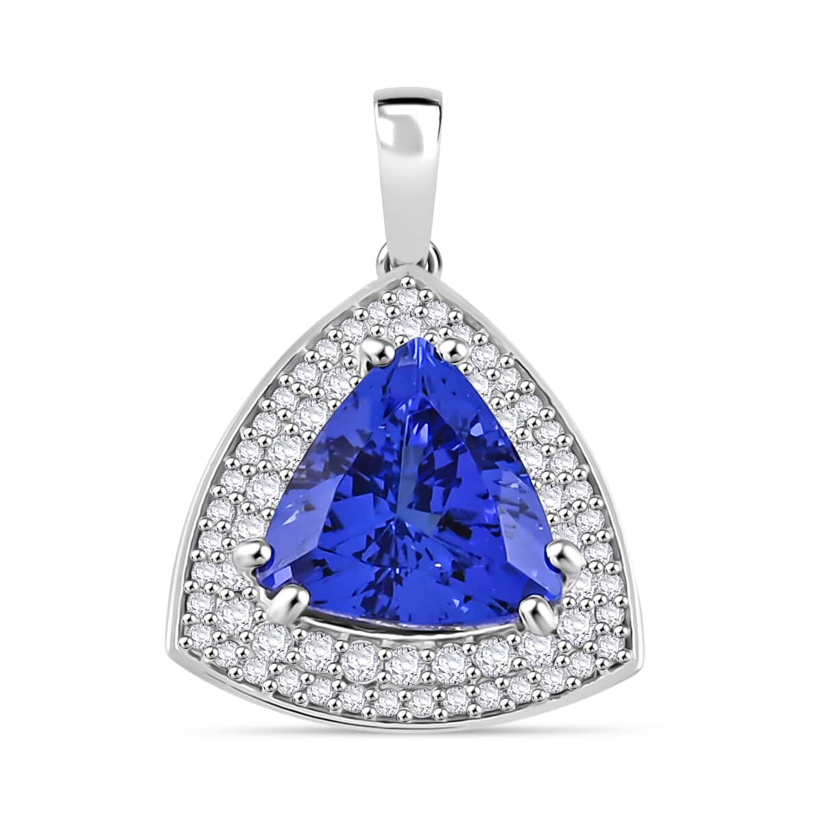 Certified and Appraised Rhapsody AAAA Tanzanite and E-F VS Diamond 3.16 ctw Pendant in 950 Platinum 4.17 Grams image number 0