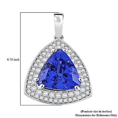 Certified and Appraised Rhapsody AAAA Tanzanite and E-F VS Diamond 3.16 ctw Pendant in 950 Platinum 4.17 Grams