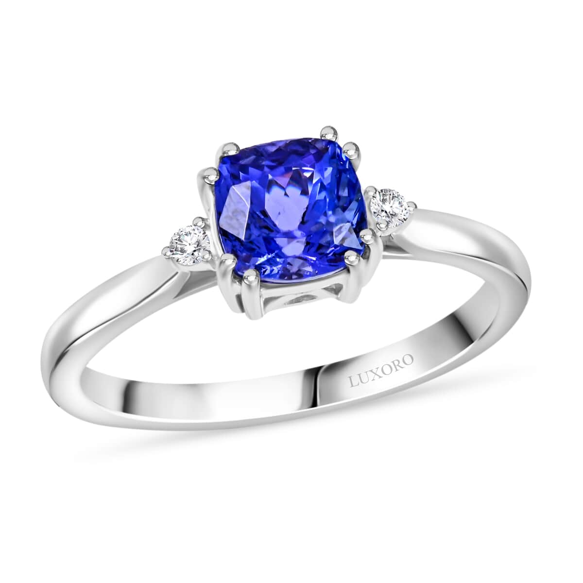 Doorbuster Certified & Appraised Luxoro AAA Tanzanite and G-H I2 Diamond 1.70 ctw Ring in 10K White Gold with Free Tanzanite Book (Size 10.0) image number 0