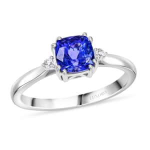 Certified & Appraised Luxoro AAA Tanzanite and G-H I2 Diamond 1.70 ctw Ring in 10K White Gold with Free Tanzanite Book (Size 10.0)