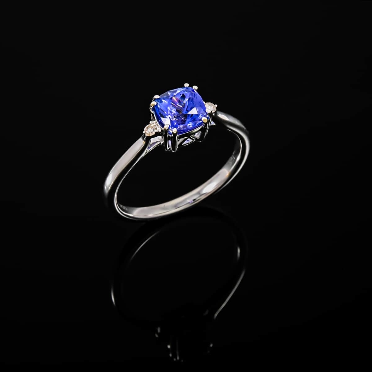 Doorbuster Certified & Appraised Luxoro AAA Tanzanite and G-H I2 Diamond 1.70 ctw Ring in 10K White Gold with Free Tanzanite Book (Size 10.0) image number 1