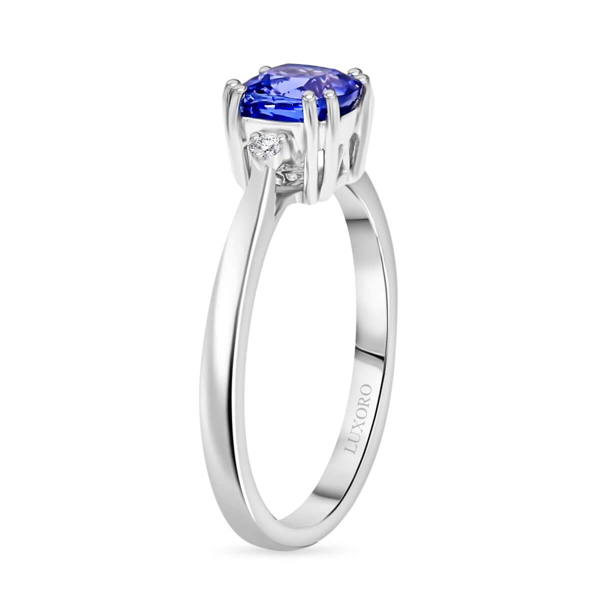 Doorbuster Certified & Appraised Luxoro AAA Tanzanite and G-H I2 Diamond 1.70 ctw Ring in 10K White Gold with Free Tanzanite Book (Size 10.0) image number 3