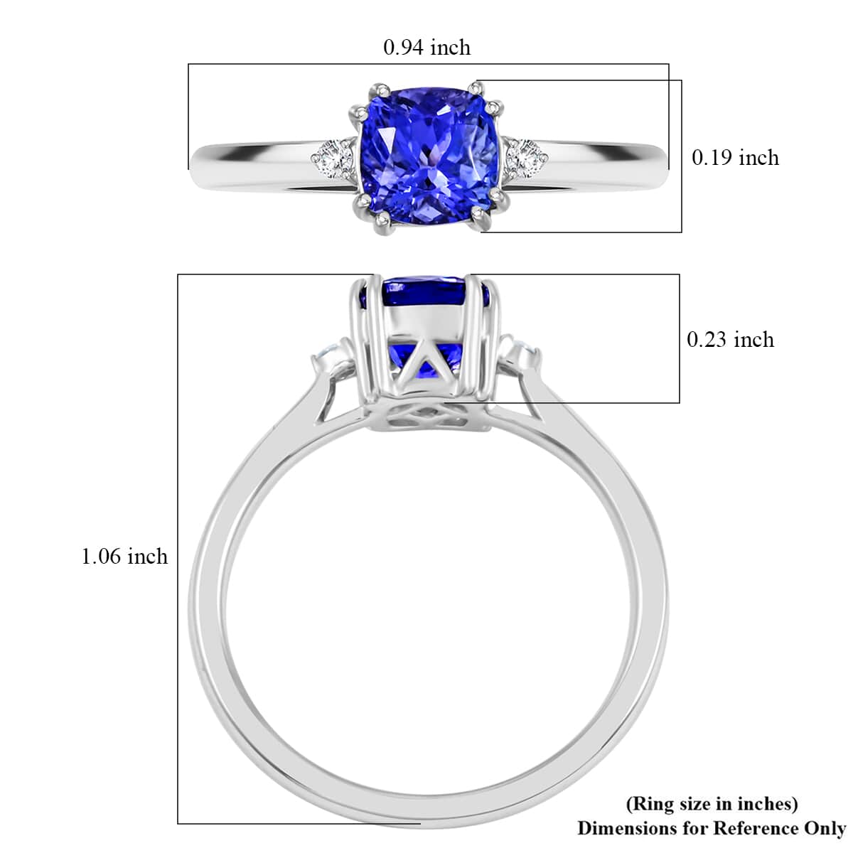 Doorbuster Certified & Appraised Luxoro AAA Tanzanite and G-H I2 Diamond 1.70 ctw Ring in 10K White Gold with Free Tanzanite Book (Size 10.0) image number 5