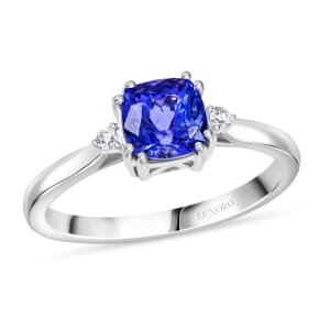 Certified & Appraised Luxoro AAA Tanzanite and G-H I2 Diamond 1.70 ctw Ring in 10K White Gold with Free Tanzanite Book (Size 6.0)