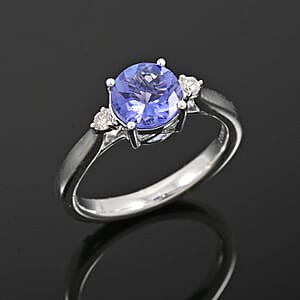 Certified & Appraised Luxoro AAA Tanzanite and G-H I2 Diamond 1.60 ctw Ring in 10K White Gold with Free Tanzanite Book (Size 10.0)