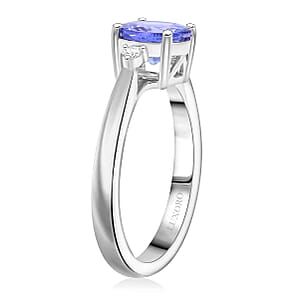 Certified & Appraised Luxoro AAA Tanzanite and G-H I2 Diamond 1.60 ctw Ring in 10K White Gold with Free Tanzanite Book (Size 10.0)