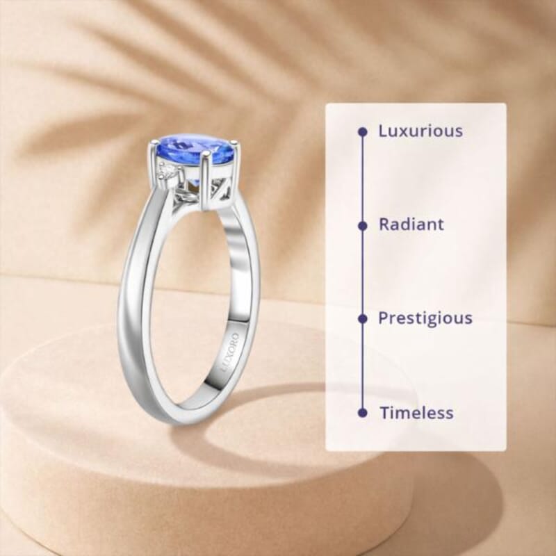 Certified & Appraised Luxoro AAA Tanzanite and G-H I2 Diamond 1.60 ctw Ring in 10K White Gold with Free Tanzanite Book (Size 10.0)