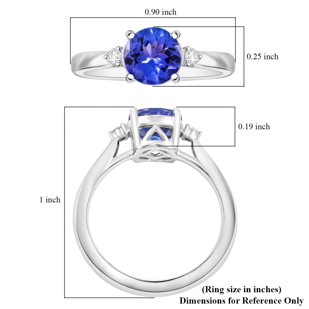 Doorbuster Certified & Appraised Luxoro AAA Tanzanite and G-H I2 Diamond 1.60 ctw Ring in 10K White Gold with Free Tanzanite Book (Size 10.0) image number 5