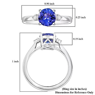 Certified & Appraised Luxoro AAA Tanzanite and G-H I2 Diamond 1.60 ctw Ring in 10K White Gold with Free Tanzanite Book (Size 10.0)