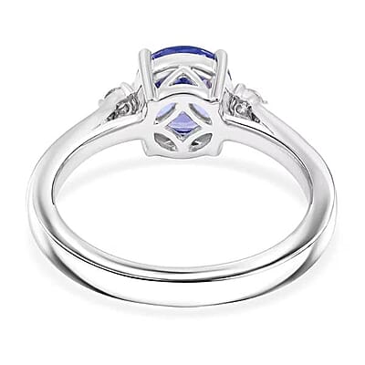 Certified & Appraised Luxoro AAA Tanzanite and G-H I2 Diamond 1.60 ctw Ring in 10K White Gold with Free Tanzanite Book (Size 10.0)