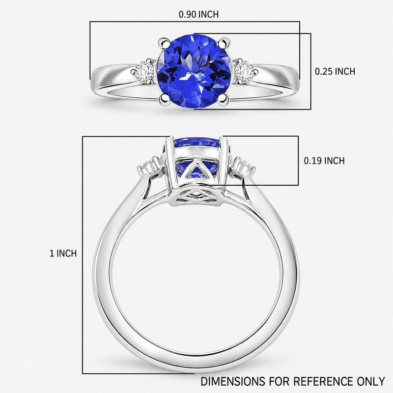 Certified & Appraised Luxoro AAA Tanzanite and G-H I2 Diamond 1.60 ctw Ring in 10K White Gold with Free Tanzanite Book (Size 10.0)