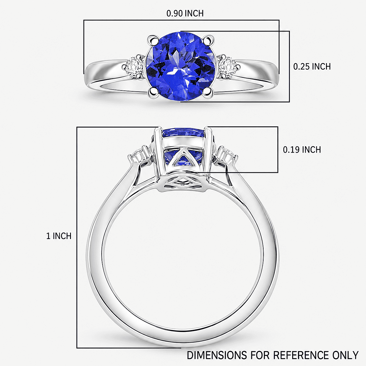 Certified & Appraised Luxoro AAA Tanzanite and G-H I2 Diamond 1.60 ctw Ring in 10K White Gold with Free Tanzanite Book (Size 6.0)
