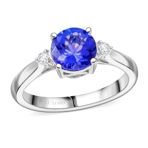 Certified & Appraised Luxoro 10K White Gold AAA Tanzanite, Diamond (G-H, I2) Ring (Size 6.5) 1.60 ctw