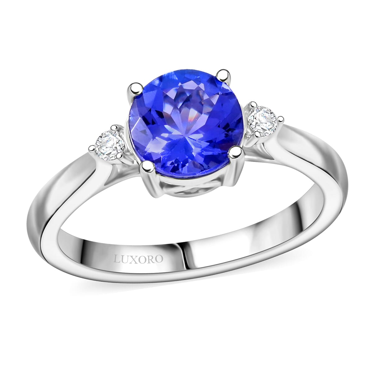 Certified & Appraised Luxoro AAA Tanzanite and G-H I2 Diamond 1.60 ctw Ring in 10K White Gold with Free Tanzanite Book (Size 7.0) image number 0