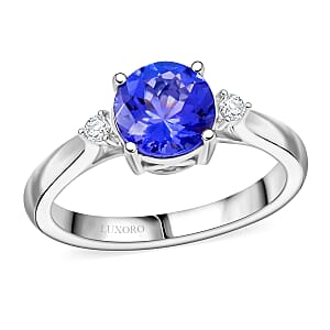 Certified & Appraised Luxoro AAA Tanzanite and G-H I2 Diamond 1.60 ctw Ring in 10K White Gold with Free Tanzanite Book (Size 7.0)