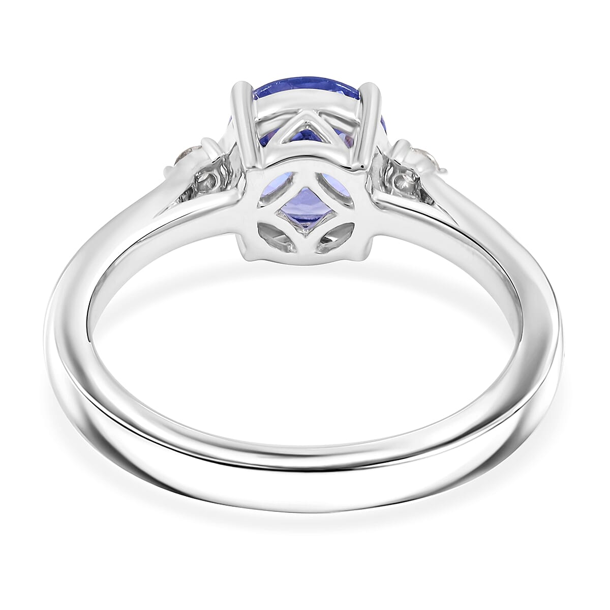 Certified & Appraised Luxoro AAA Tanzanite and G-H I2 Diamond 1.60 ctw Ring in 10K White Gold with Free Tanzanite Book (Size 8.0) image number 4