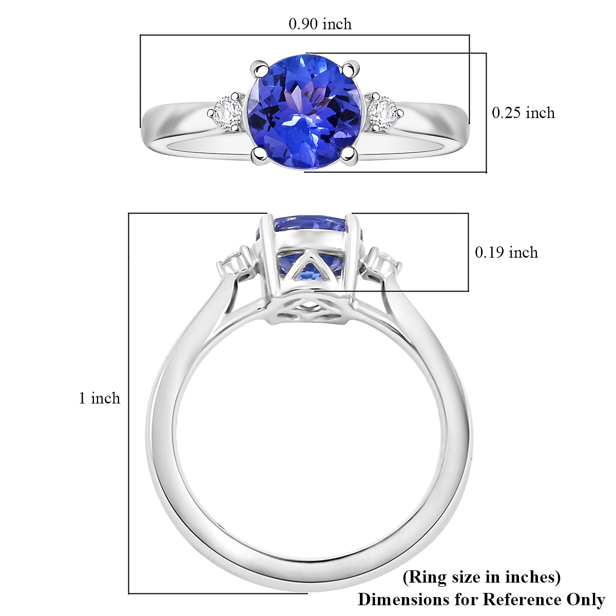 Certified & Appraised Luxoro AAA Tanzanite and G-H I2 Diamond 1.60 ctw Ring in 10K White Gold with Free Tanzanite Book (Size 8.0) image number 5