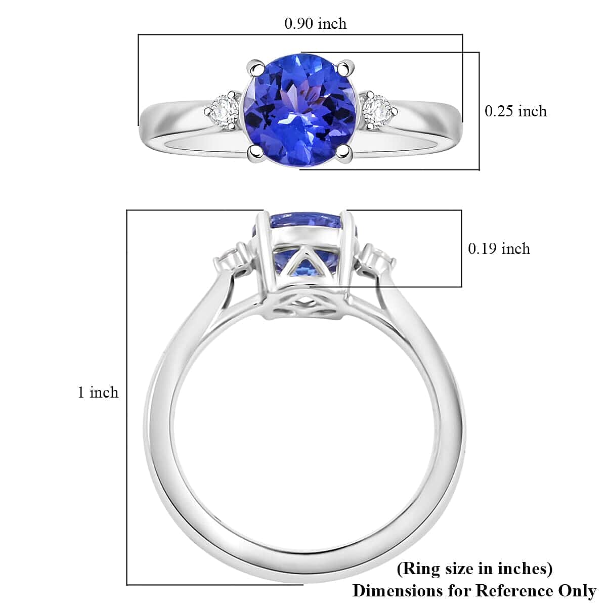 Certified & Appraised Luxoro 10K White Gold AAA Tanzanite, Diamond (G-H, I2) Ring (Size 8.5) 1.60 ctw image number 5