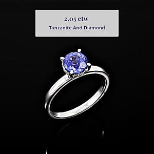 Certified & Appraised Luxoro AAA Tanzanite and G-H I2 Diamond 2.05 ctw Ring in 10K White Gold (Size 6.0)