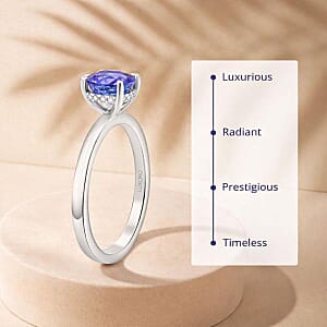 Certified & Appraised Luxoro AAA Tanzanite and G-H I2 Diamond 2.05 ctw Ring in 10K White Gold (Size 6.0)