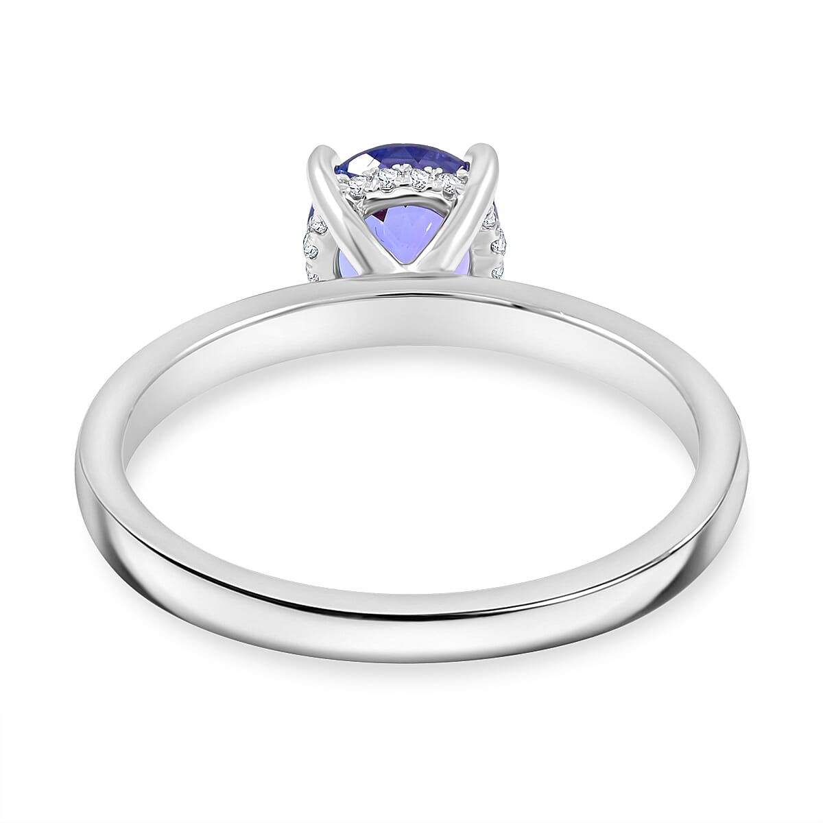 Certified & Appraised Luxoro AAA Tanzanite and G-H I2 Diamond 2.05 ctw Ring in 10K White Gold (Size 6.0) image number 4
