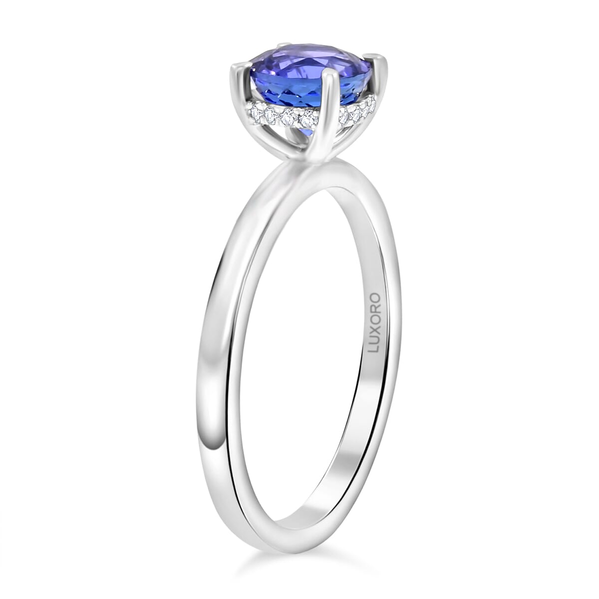 Luxoro AAA Tanzanite and G-H I2 Diamond 2.05 ctw Ring in 10K White Gold (Size 8.0) image number 3