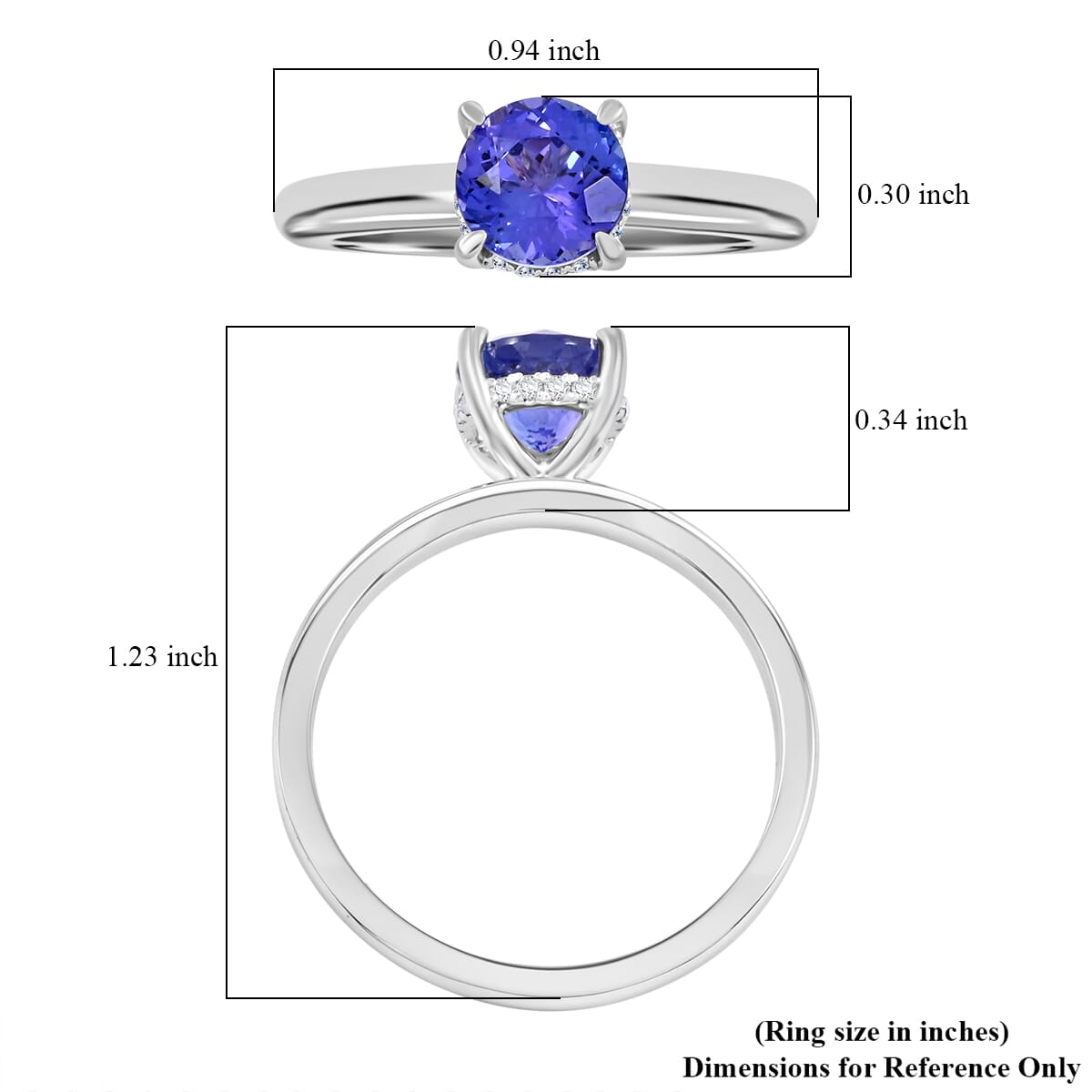 Luxoro AAA Tanzanite and G-H I2 Diamond 2.05 ctw Ring in 10K White Gold (Size 8.0) image number 5
