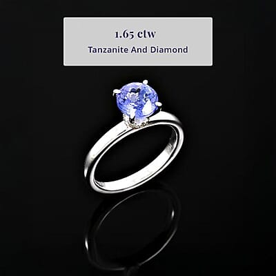 Luxoro AAA Tanzanite, Diamond (G-H, I2) Ring in 10K White Gold 1.65 ctw (Size 11.0)