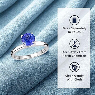Luxoro AAA Tanzanite, Diamond (G-H, I2) Ring in 10K White Gold 1.65 ctw (Size 12.0)