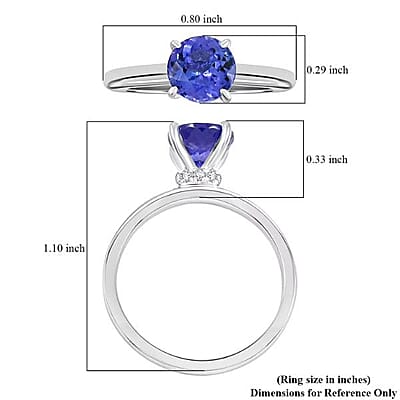 Luxoro AAA Tanzanite, Diamond (G-H, I2) Ring in 10K White Gold 1.65 ctw (Size 12.0)