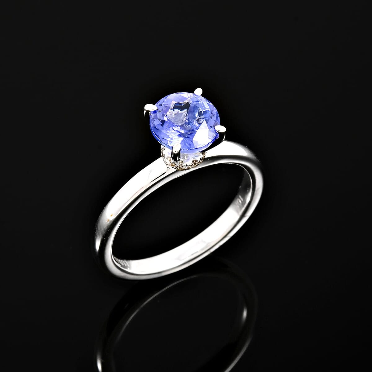 Luxoro 10K White Gold AAA Tanzanite, Diamond (G-H, I2) Ring (Size 5.0) 1.65 ctw image number 1