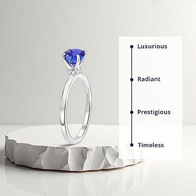Luxoro AAA Tanzanite, Diamond (G-H, I2) Ring in 10K White Gold 1.65 ctw (Size 6.0)
